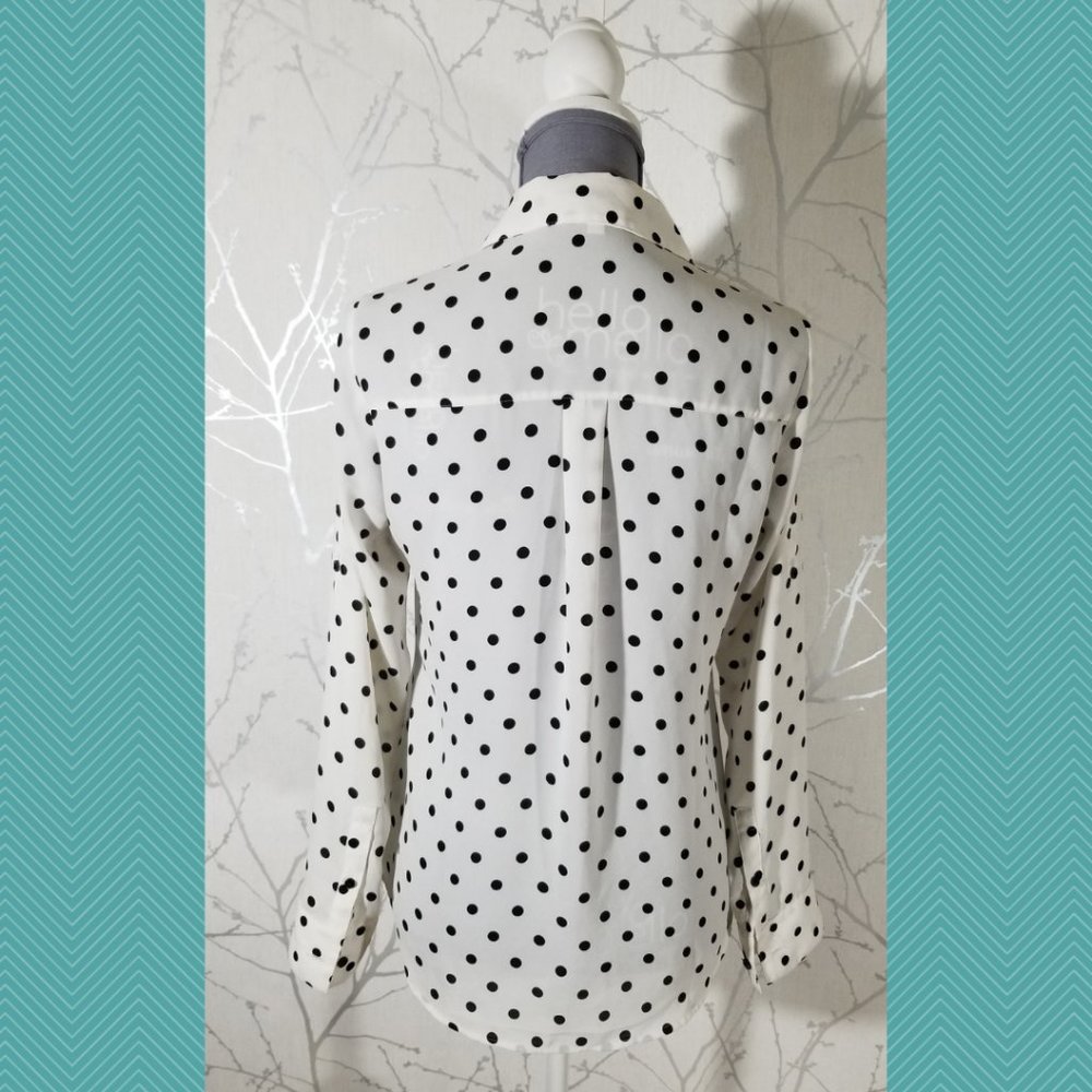 Express Polkadot Button Front Portofino Shirt - image 3